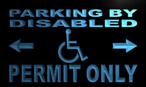 Parking by Disabled Permit Only Neon Light Sign